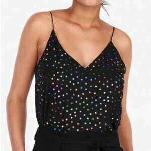 Express Black with rainbow polka dots cami. Size XS. sleeveless spaghetti strap